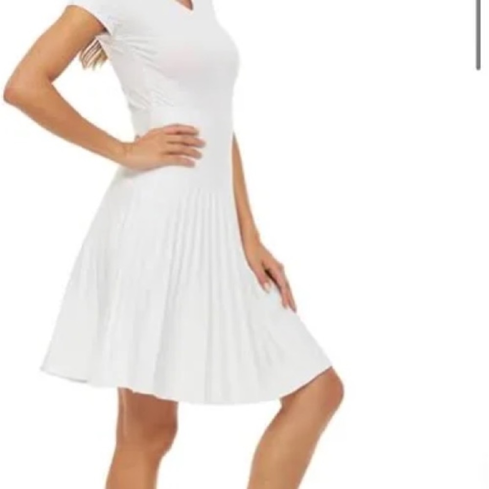 Winter weight pleated knit Mia Mod white skirt